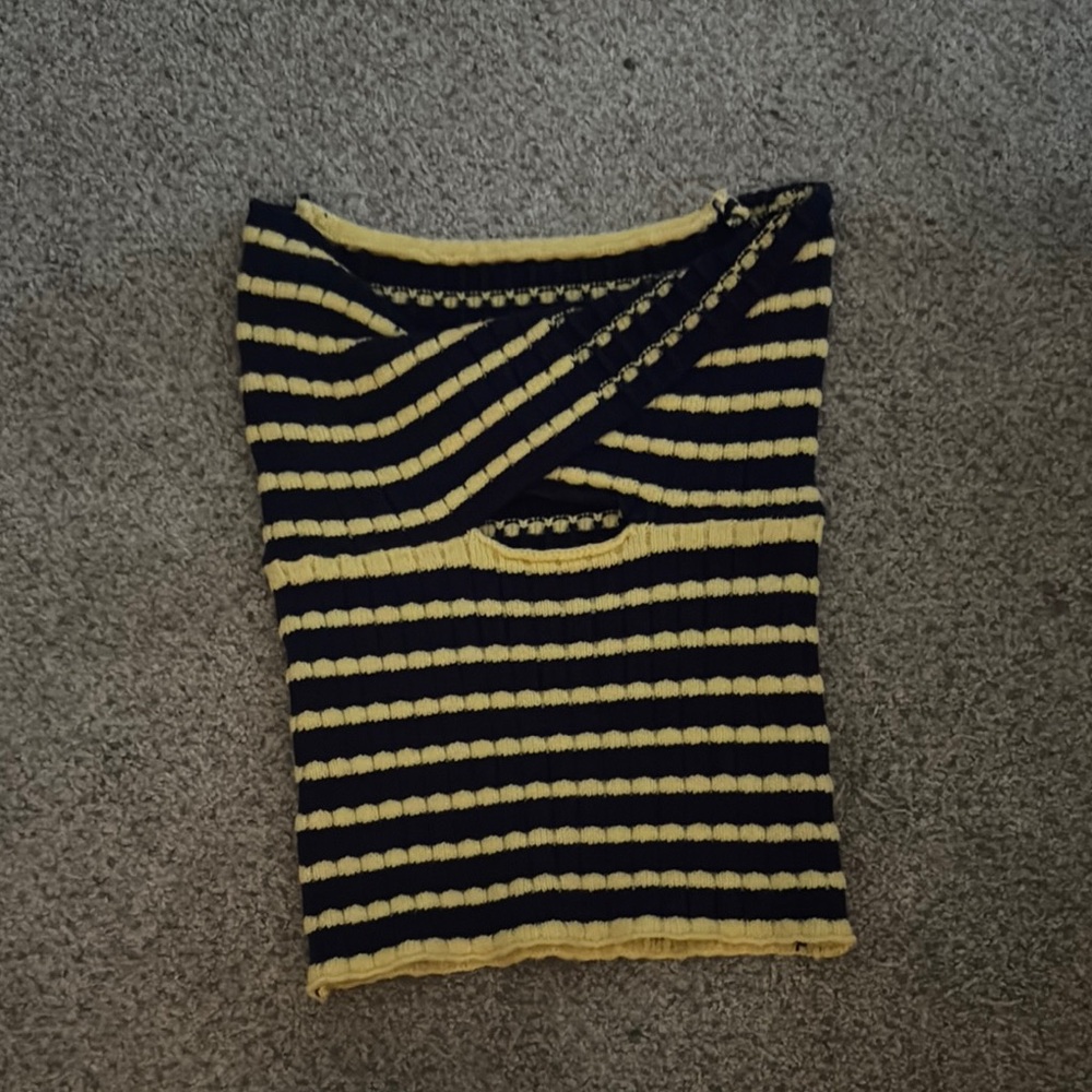 Striped Black and Yellow Knit Top